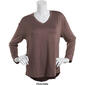 Womens RBX Double Peached V-Neck Long Sleeve Round Hem Top - image 3