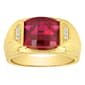 Gentlemen''s Classics(tm) 14kt. Gold Plated Created Ruby & CZ Ring - image 1