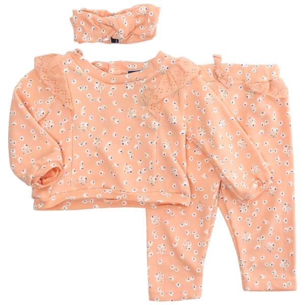 Baby Girl &#40;12-24M&#41; French Connection 3pc. Floral Terry Pant Set - image 