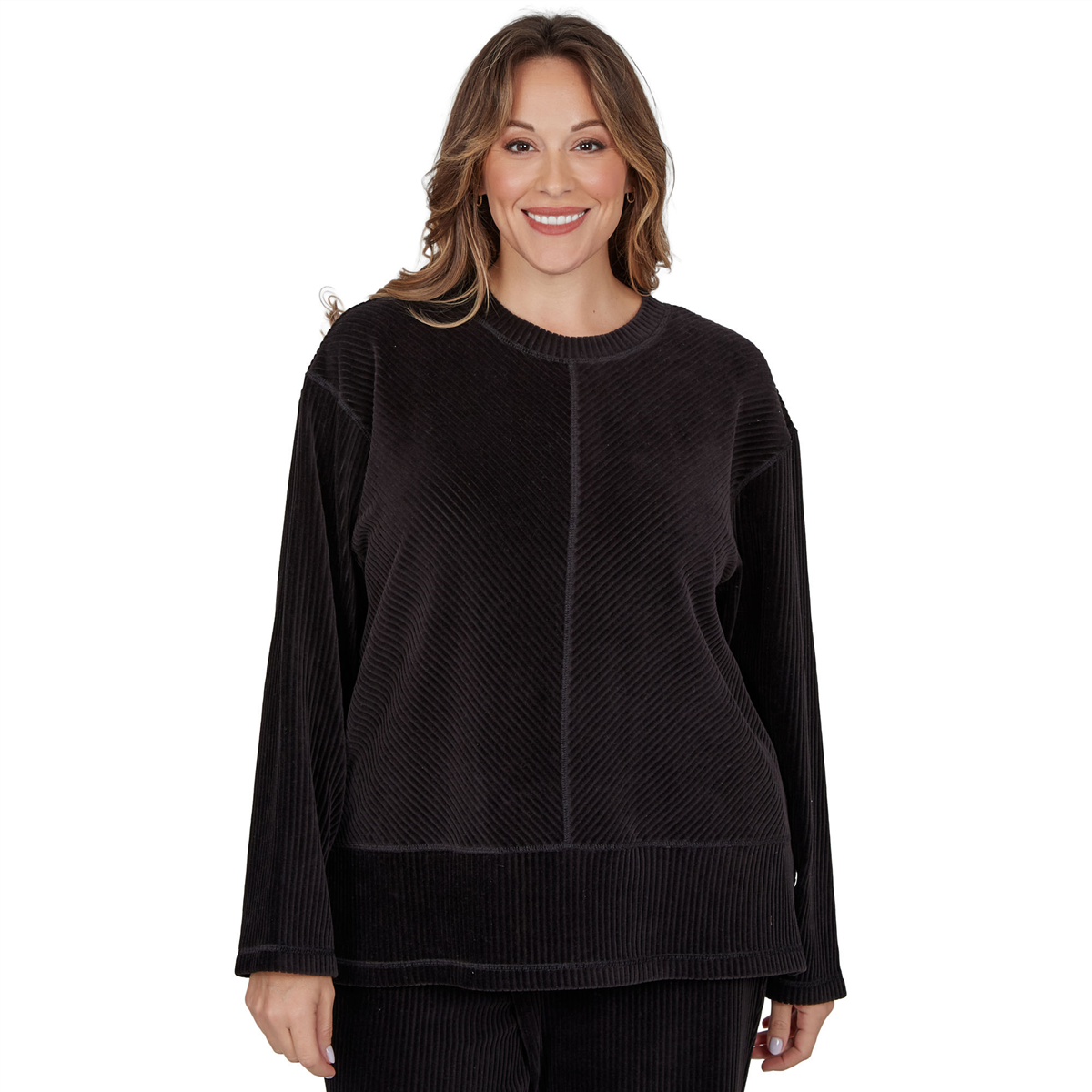 Plus Size Alfred Dunner Weekend Warrior Velour Chevron Spliced T