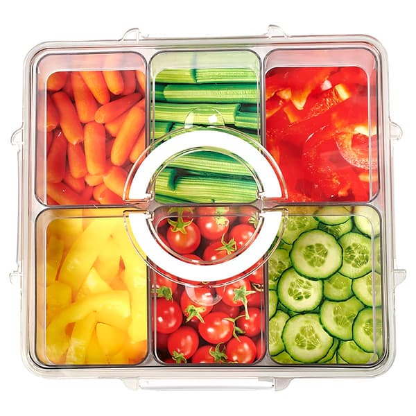 Gourmet Kitchen White Square Petition-6-Compartment Tray