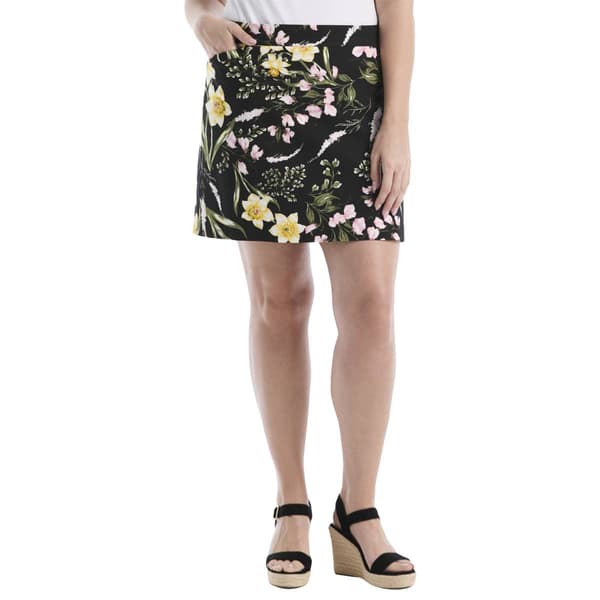 Plus Size Rafaella Welt Pocket Garden Print Skirt - image 