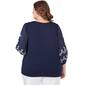 Plus Size Ruby Rd. By The Sea 3/4 Sleeve Knit Embroidered Blouse - image 2