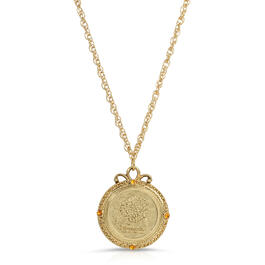 1928 Gold Tone Chrysanthemum Pendant Necklace