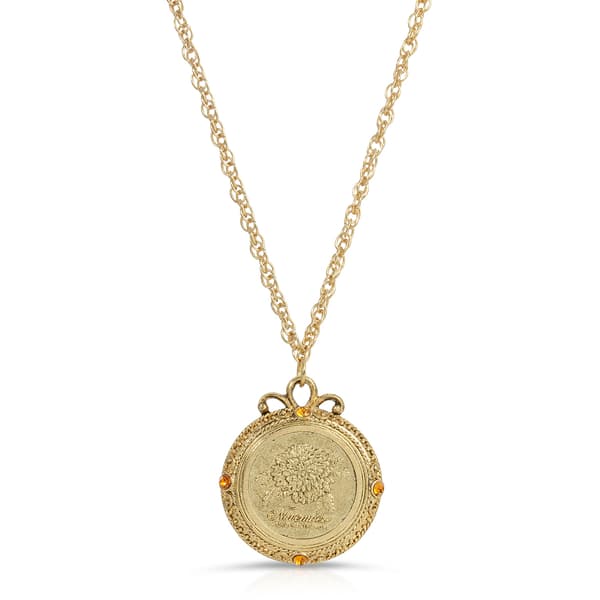 1928 Gold Tone Chrysanthemum Pendant Necklace - image 