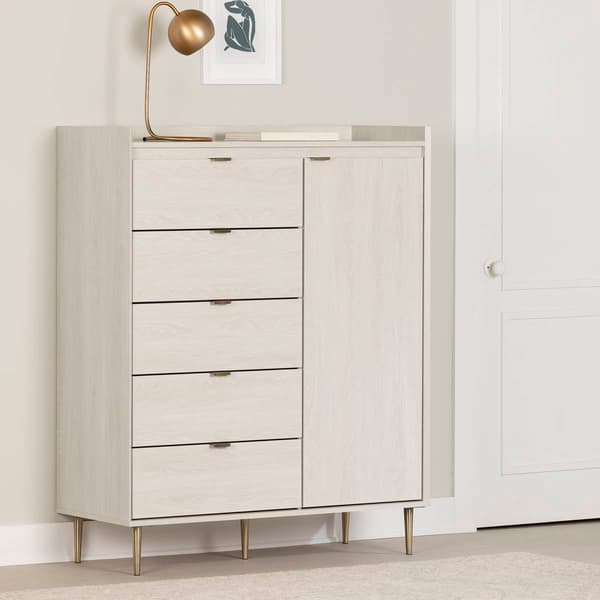 South Shore Hype Winter Oak Door Chest w/5 Drawers