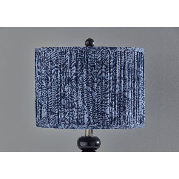 Adesso Samira Large Table Lamp with Pleated Blue Fabric Shade