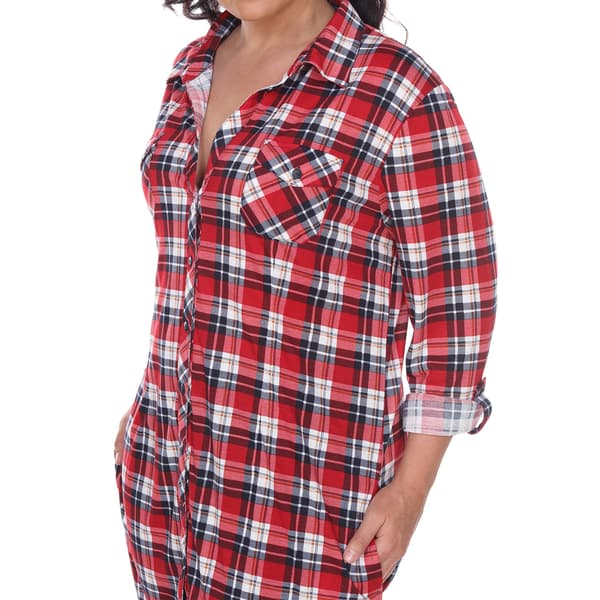 Plus Size White Mark Piper Stretchy Plaid Tunic Shirtdress