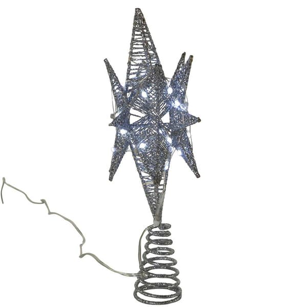 Kurt Adler Pre-Lit Twinkling LED Silver Starburst Tree Topper