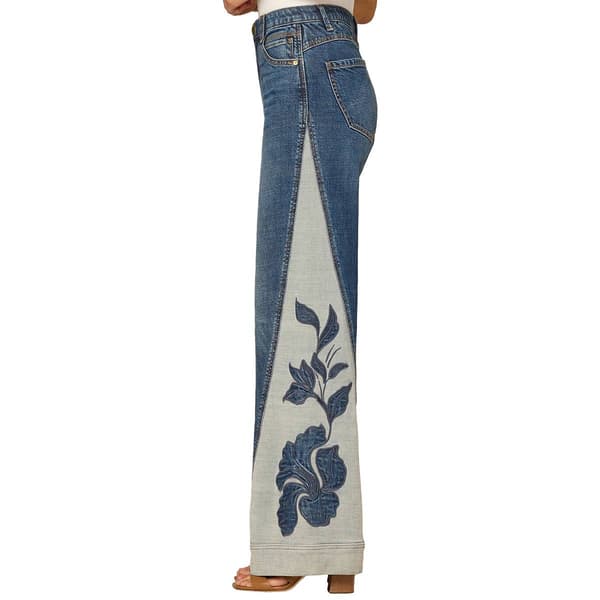 Womens Democracy "Ab"solution® Floral Applique Wide Leg Jeans