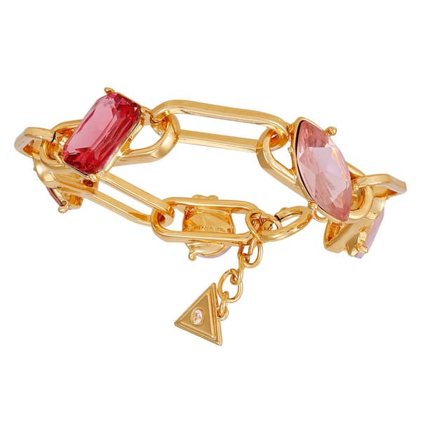 GUESS Gold-Tone Pink Stone Link Bracelet