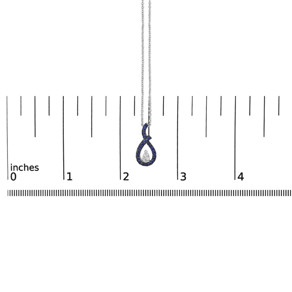 Haus of Brilliance Blue &White Sapphire Teardrop Pendant Necklace