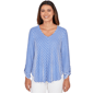 Womens Ruby Rd. Set Sail Roll Tab Sleeve Scallop Stripe Blouse - image 1