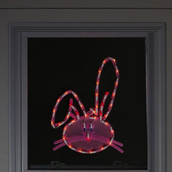 Northlight Seasonal Pink Easter Bunny Head Window Silhouette