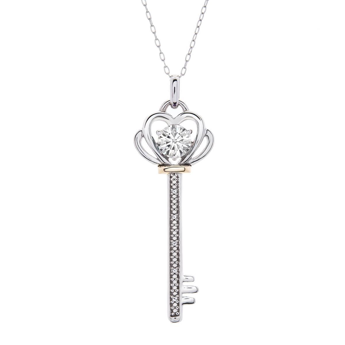 Gemstone Classics™ White Sapphire Key Pendant Necklace