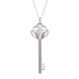 Gemstone Classics&#40;tm&#41; White Sapphire Key Pendant Necklace
