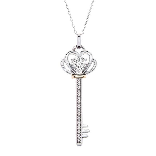 Gemstone Classics&#40;tm&#41; White Sapphire Key Pendant Necklace - image 