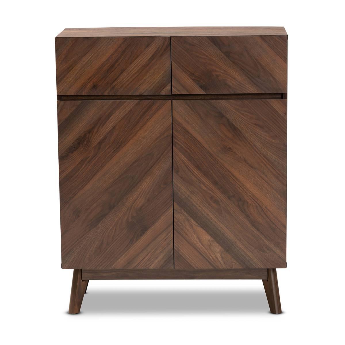 Baxton Studio Hartman Walnut Brown Finished Wood Shoe Cabinet