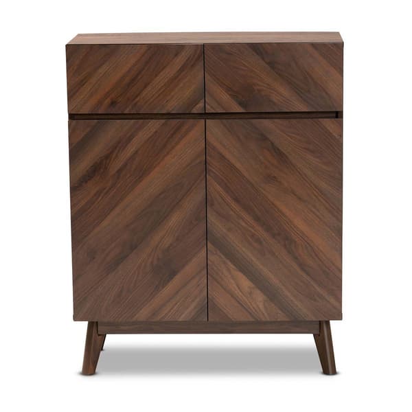 Baxton Studio Hartman Walnut Brown Finished Wood Shoe Cabinet