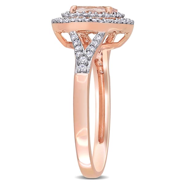 Gemstones Classics™ 14kt. Rose Gold Oval Morganite Halo Ring
