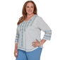Plus Size Alfred Dunner Provence 3/4 Sleeve Embroidered Blouse - image 3