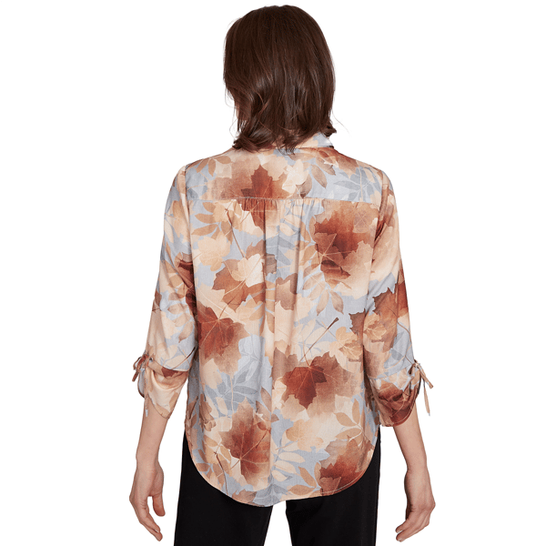 Womens Alfred Dunner Classics Button Front Leaf Blouse