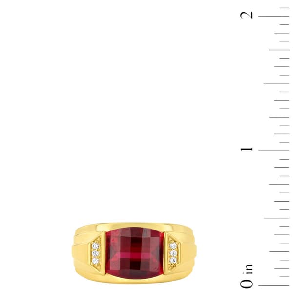 Gentlemen''s Classics™ 14kt. Gold Plated Created Ruby & CZ Ring