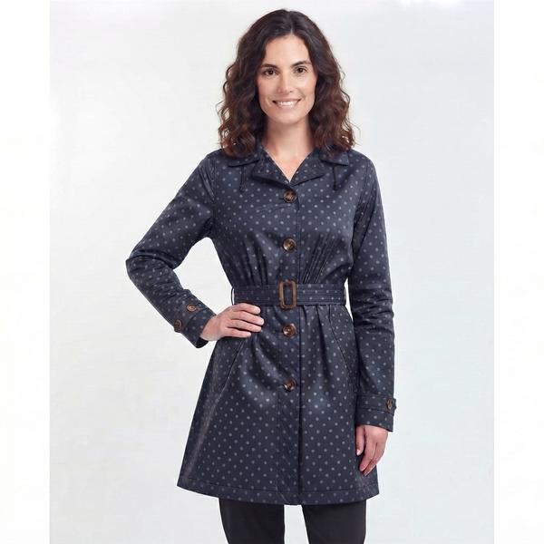 Womens Capelli Mid Length Simple Dot Print Rain Coat