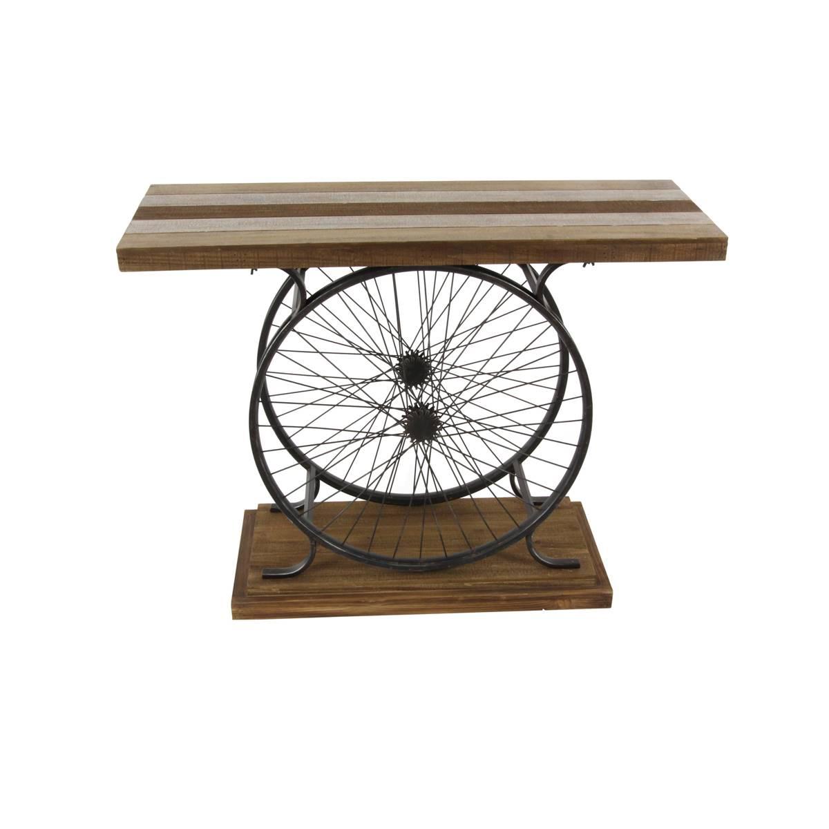 9th & Pike® Brown Industrial-Inspired Wood Console Table