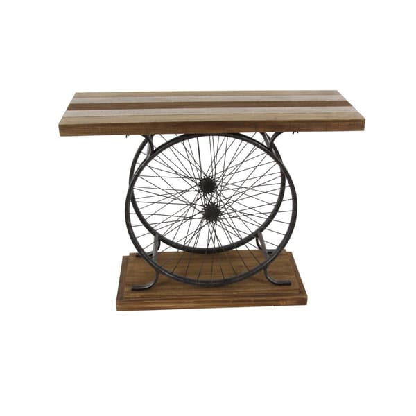 9th & Pike&#40;R&#41; Brown Industrial-Inspired Wood Console Table - image 