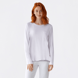 Juniors Pillow Talk Long Sleeve Solid Pajama Top with Pocket