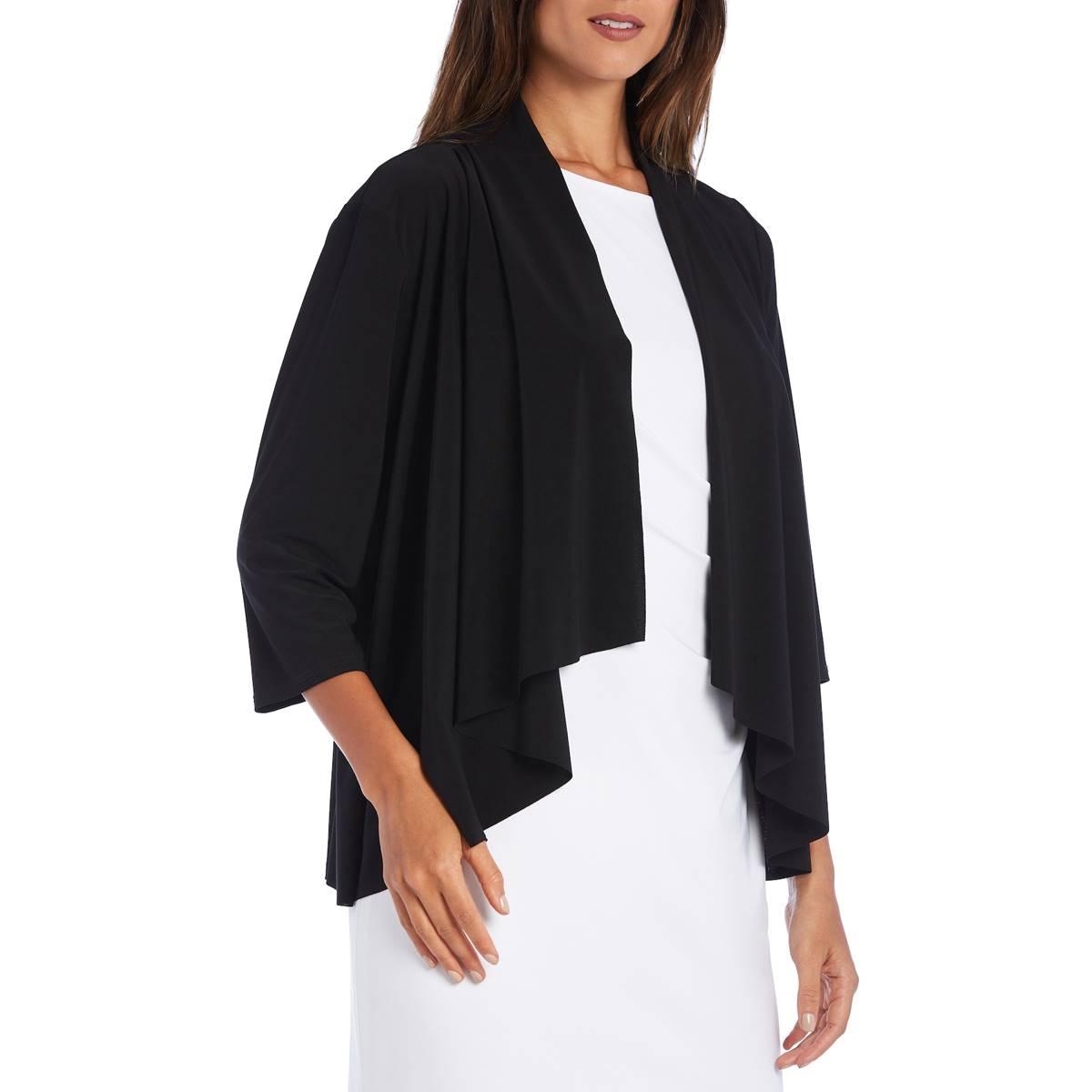 Womens R&M Richards 3/4 Sleeve Draped Open Swing Cardigan