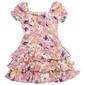 Girls &#40;7-16&#41; Rare Editions Floral Puff Sleeve Ruffle Skirt Dress - image 2
