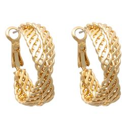 Freedom Nickel-Free Basket Weave Gold-Tone Hoop Earrings