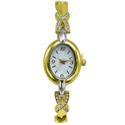 Womens Two-Tone White Dial Quartz Two-Tone Watch - LWBN08BV