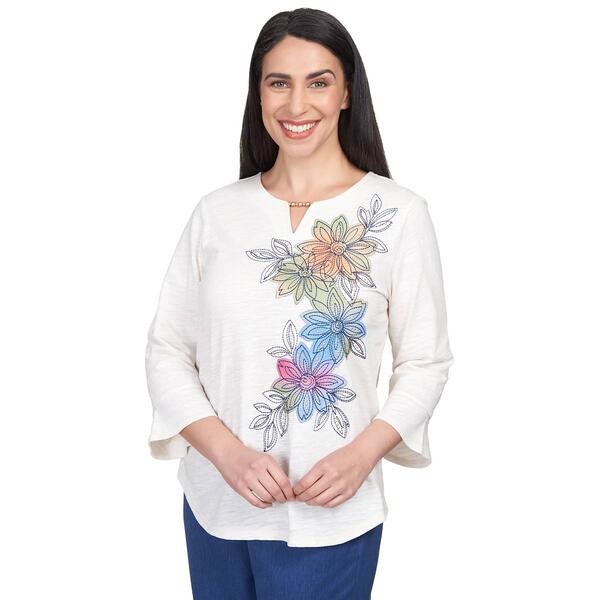 Womens Alfred Dunner Chelsea Market Asymmetric Flower Tee - image 