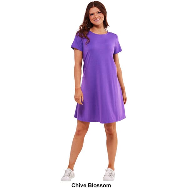 Petite Architect&#174; Short Sleeve Solid A-Line Dress