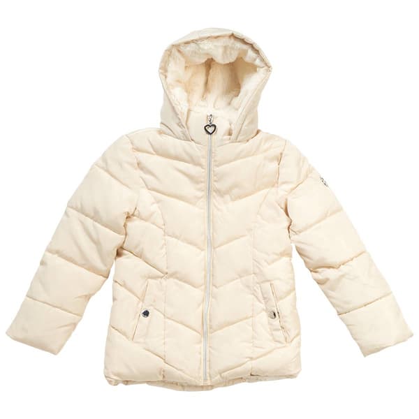 Girls (7-16) Kensie Quilted Puffer W/Fur - image 
