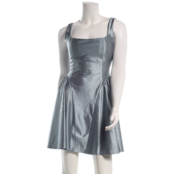 Juniors Emerald Sundae Glitter Knit Drop Waist Skater Dress - image 