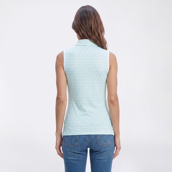 Womens Court Haley Sleeveless Zip Front Costal Clam Polo
