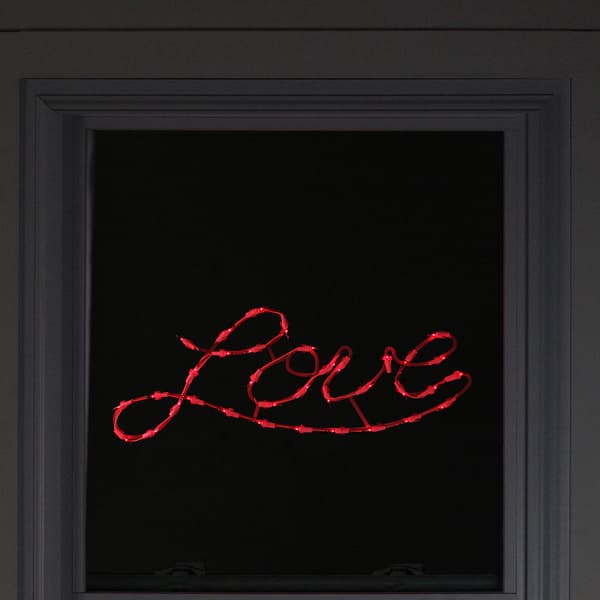 Northlight Seasonal Lighted Red Love Script Window Silhouette