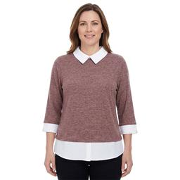 Womens Cure Marled Knit/Airflow 2Fer Top