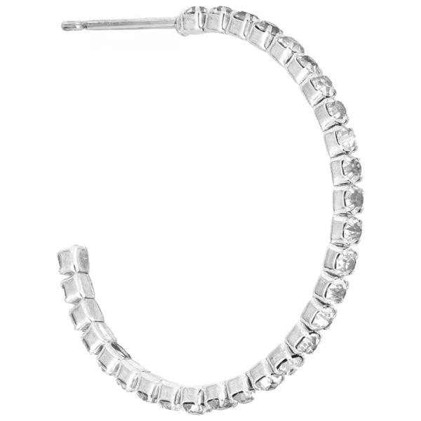 Athra Fine Silver Plated 30mm Crystal J-Hoop Earrings