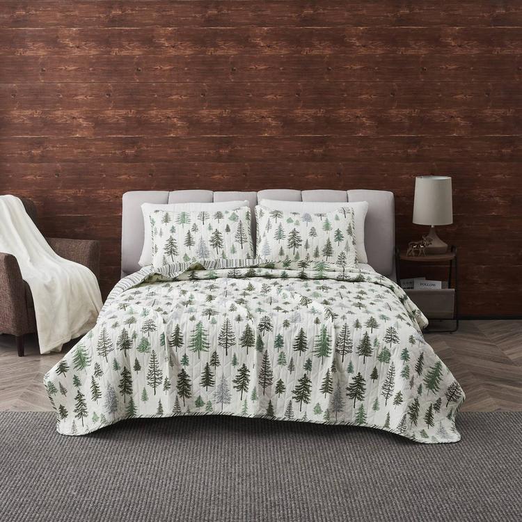 FreshFolds 3pc. Forest Reversible Microfiber Quilt Set