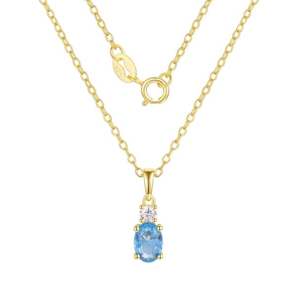 December Birthstone Blue Zircon & Cubic Zirconia Pendant - image 
