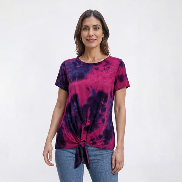 Petite Preswick & Moore(R) Short Sleeve Tie Front Tie Dye Tee - image 