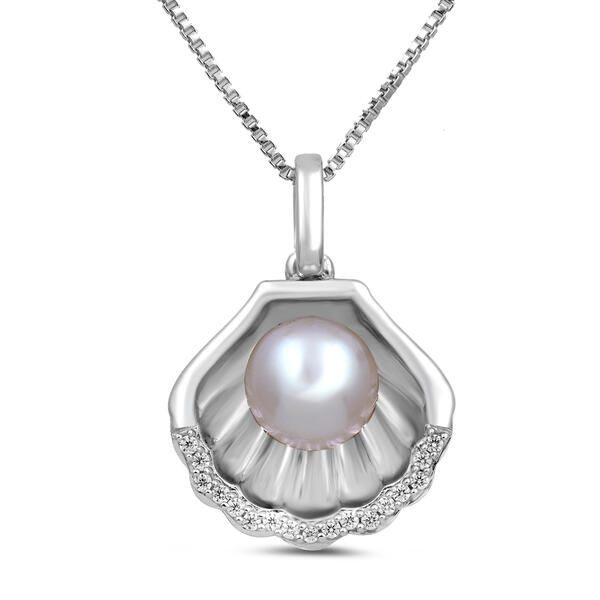Sterling Silver 1/20cttw. Pearl Ariel Pendant Necklace - image 