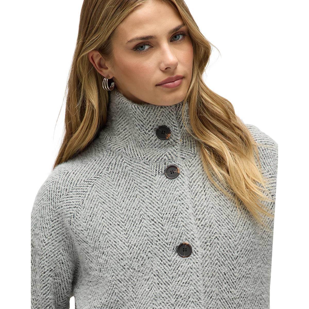 Plus Size NVLT Herringbone Eyelash Raglan Sleeve Coatigan