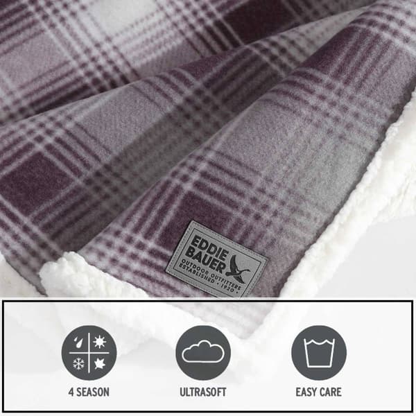 Eddie Bauer Nordic Plaid Reversible Sherpa Throw