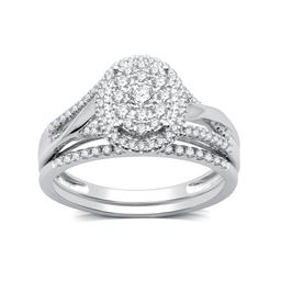 Nova Star(R) Lab Grown Diamond Double Halo Split Shank Bridal Set